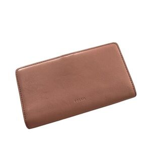 Fossil Pink Leather Wallet Sleek Minimalist Design